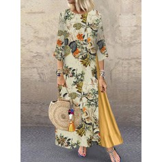 Vintage Floral Print Patchwork Plus Size Dress