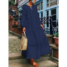 Bohemian Lace Crochet Patchwork Loose Plus Size Maxi Dress