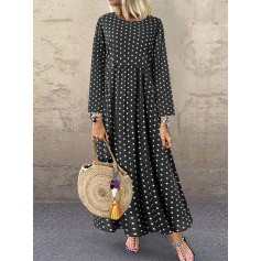 Polka Dot Empire Waist Casual Plus Size Maxi Dress