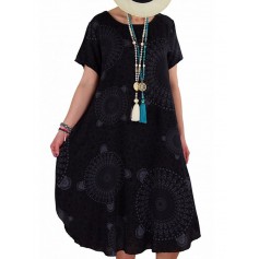Bohemian Irregular Polka Dot Print Short Sleeve Dress