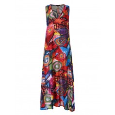 Graffiti Print Sleeveless Summer Plus Size Maxi Dress