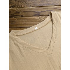 Casual  V-neck Solid Color Short Sleeve Plus Size Dress
