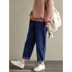Solid Color Pocket Casual Oversize Pants