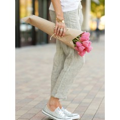 Casual Solid Color Drawstring Pants for Women