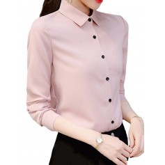 Solid Color Long Sleeve Turn-down Collar Shirts