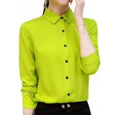 Solid Color Long Sleeve Turn-down Collar Shirts