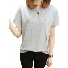 Casual Solid Color Short Sleeve O-neck Cotton T-shirts