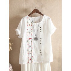 Bohemian Embroidery Floral Short Sleeve Summer T-Shirt