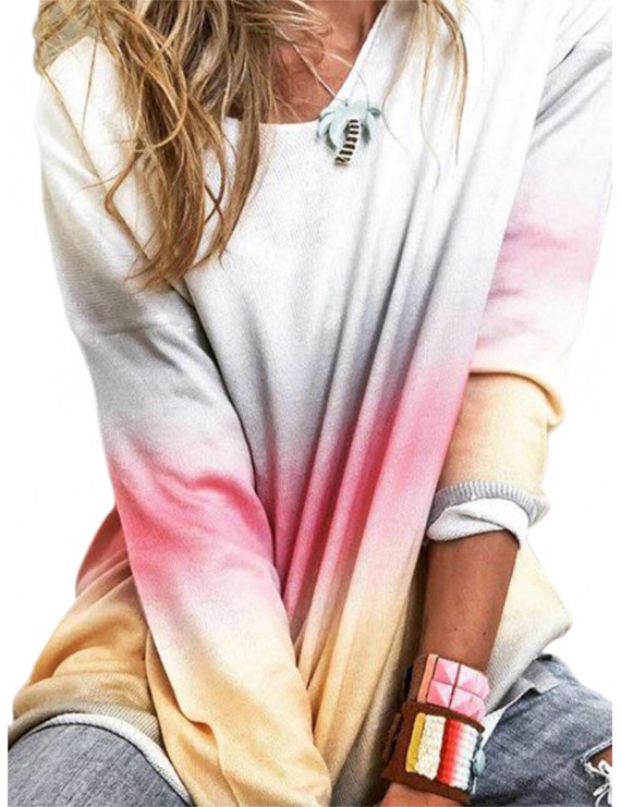 Casual Ombre Long Sleeve T-shirt