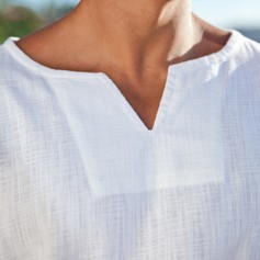 Mens Casual Fashion Brief Long Sleeve V-neck Loose Bamboo cotton T shirt Tops