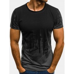 Mens Fashion Summer Casual Printed O-neck Short Sleeve Regular Fit T Shirts