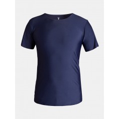 Mens Summer Ice Silk Breathable Comfortable Solid Color Casual T-shirt Sport Tops