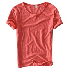 Mens Summer Cotton Breathable Solid Color Short Sleeve Basic Casual T Shirt