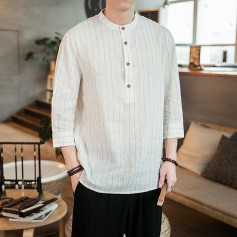 Mens Casual Cotton Linen Half Sleeve Summer Style T-Shirts Vintage Retro Tops