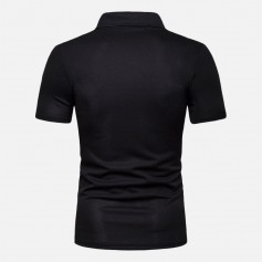 Mens Contrast Color Splice Turn Down Collar Short Sleeve Loose Comfy Sport Golf Shirts