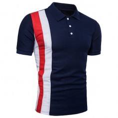 Mens Stylish Hit Color Short Sleeve Slim Fit Spring Summer Business Casual Golf Shirt