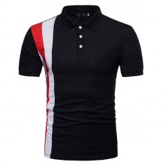 Mens Stylish Hit Color Short Sleeve Slim Fit Spring Summer Business Casual Golf Shirt