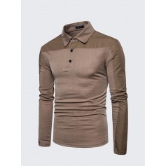 Mens Brief Style Patchwork Golf Shirt Breathable Slim Fit Long Sleeve Casual T-shirt