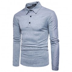 Mens Brief Style Patchwork Golf Shirt Breathable Slim Fit Long Sleeve Casual T-shirt