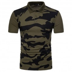 Mens Camouflage Slim Fit Short Sleeve Summer Casual Golf Shirt