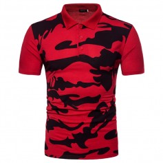 Mens Camouflage Slim Fit Short Sleeve Summer Casual Golf Shirt
