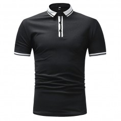 Mens Business Casual Tops Turn-down Collar Regular Fit Solid Short Sleeve Golf Shirt
