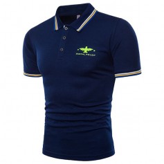 Mens Summer Stylish Embroidery Logo Slim Fit Business Casual Golf Shirt