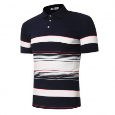 Mens Striped Printed 100% Cotton Breathable Cozy Slim Fit Summer Casual Golf Shirt