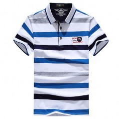 Mens Striped Printed Golf Shirt Turndown Collar Short Sleeve Spring Summer Casual Tops