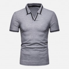 Mens Casual Turn-down Collar Solid Colour Cotton Slim Golf Shirts