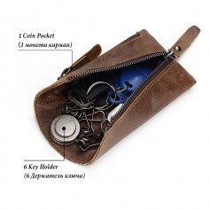 Men Vintage Genuine Leather Key Wallet Male Key Holder Bag Keys Organizer