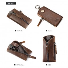 Men Vintage Genuine Leather Key Wallet Male Key Holder Bag Keys Organizer