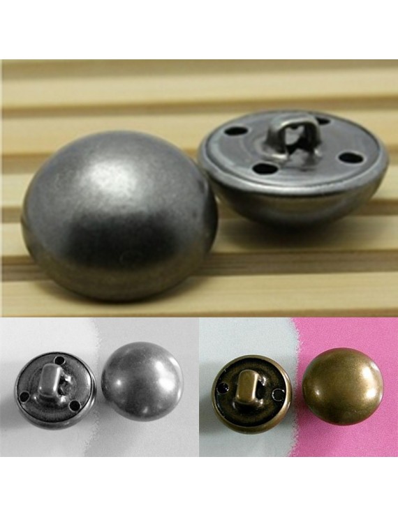 5pcs 1.5cm Brass Metal Plate Half Ball Military Clothes Dome Self Shank Sew On Buttons