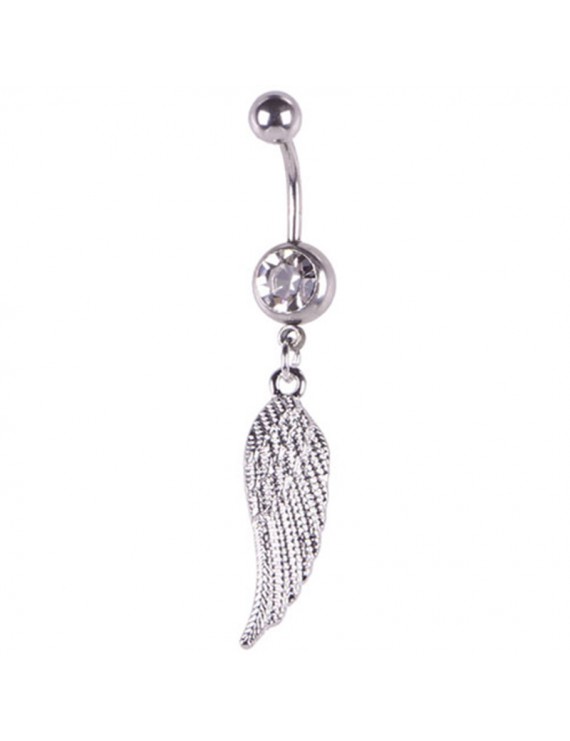 New Feather Crystal Navel Belly Button Barbell Ring Body Piercing Gift