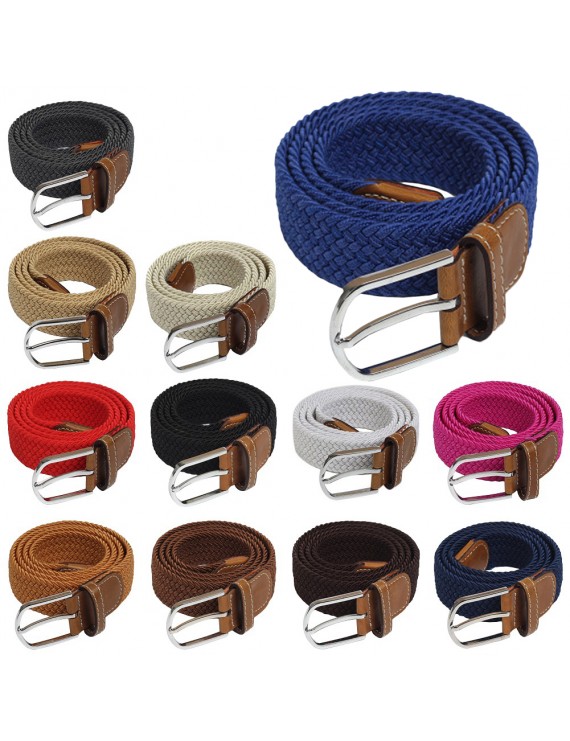 Elastic Fabric Woven Stretch Casual Multicolored Braided Belts  Men's Stretch   Buckle Belt Waistband Waist Straps