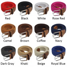 Elastic Fabric Woven Stretch Casual Multicolored Braided Belts  Men's Stretch   Buckle Belt Waistband Waist Straps