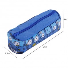 1pcs Cute Cartoon Pen Pencil Case Makeup Cosmetics Bag Box Bus Canvas Storage Large Zipper School Bag Kids Student