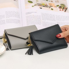 Women PU Leather Short Wallets Multifunction Design Tassel Purse Female Elegant Evening Clutch Card Holder Long Lady Clutch Purse Coin Bag