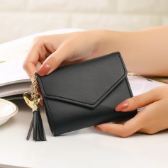 Women PU Leather Short Wallets Multifunction Design Tassel Purse Female Elegant Evening Clutch Card Holder Long Lady Clutch Purse Coin Bag