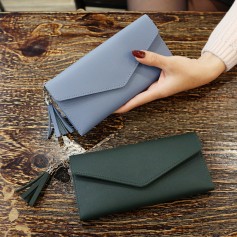 Women PU Leather Long Wallets Multifunction Design Tassel Purse Female Elegant Evening Clutch Card Holder Long Lady Clutch Purse Coin Bag