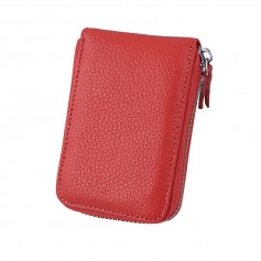 Women's Zipper Credit Card Holder Leather Fashion Card Holder Retractable ID Holder Bag 13 Colors