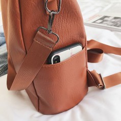 Women Stylish PU Leather Backpack Anti Theft Zipper Lady Schoolbag