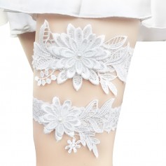 Women Wedding Blue Lace Garters with Olivet  Female Bride Embroidery Floral Leg Garter Ladies Sexy Thigh Ring
