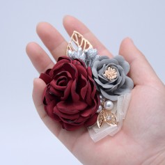 Prom Cloth Rose Flower Party Bridal Wrist Flower Bridegroom Corsage Wedding Boutonnieres Hot Pink Bridesmaid Hand Flowers For Marriage Accessories