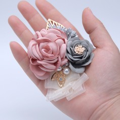 Prom Cloth Rose Flower Party Bridal Wrist Flower Bridegroom Corsage Wedding Boutonnieres Hot Pink Bridesmaid Hand Flowers For Marriage Accessories