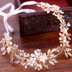 Mori Girl Beautiful Hair Accessory Crystal Halo Hairband Gold Color Leaf Crown Bride Headbands Wedding Hair Accessory