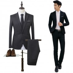 Mens Suits Business Male Slim Fit Blazer Bestman Groomsman Suits Formal Outfit One Button Jacket Pants 2Pieces