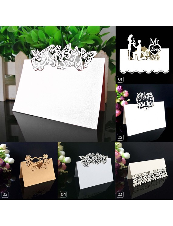 50pcs White Laser Cut Table Place Card Holder Name Number Wedding Decoration