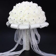 Handmade Rose Wedding Bridal Bouquet Beautiful Artificial Flower Foam Roses Bride Flower Wedding Party Accessory