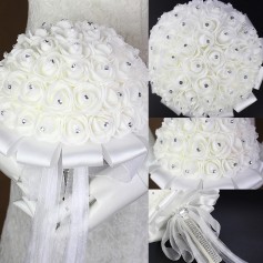 Handmade Rose Wedding Bridal Bouquet Beautiful Artificial Flower Foam Roses Bride Flower Wedding Party Accessory